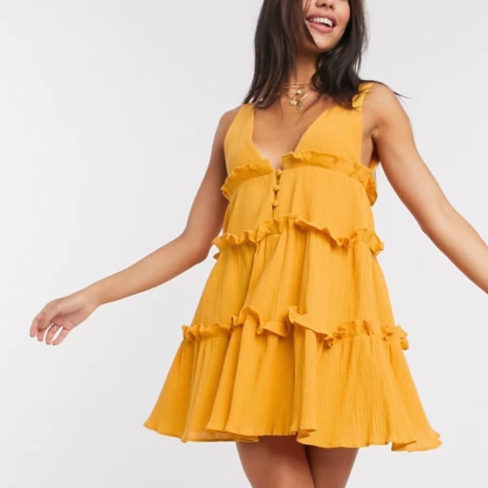 ASOS DESIGN button front tiered mini sundress NWT